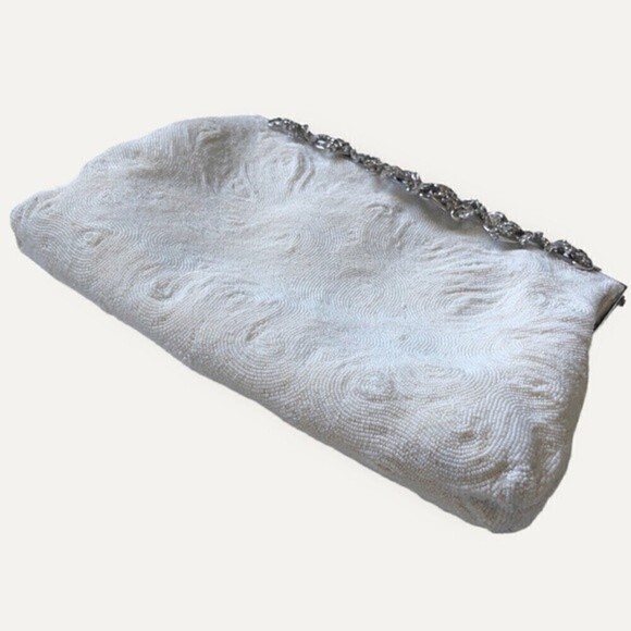 Vintage 50s Walborg Microbeaded Rhinestones Clutch France - Picture 8 of 14